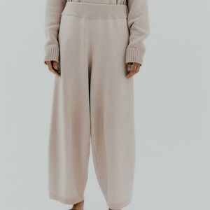 Cordera Cotton Knit Pants in Sesame